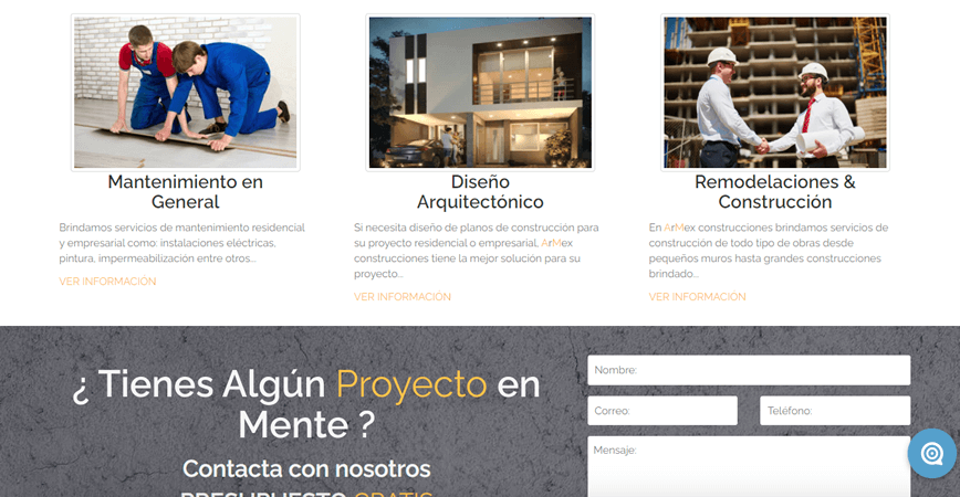 Armex Construcciones, Páginas web en Guadalajara